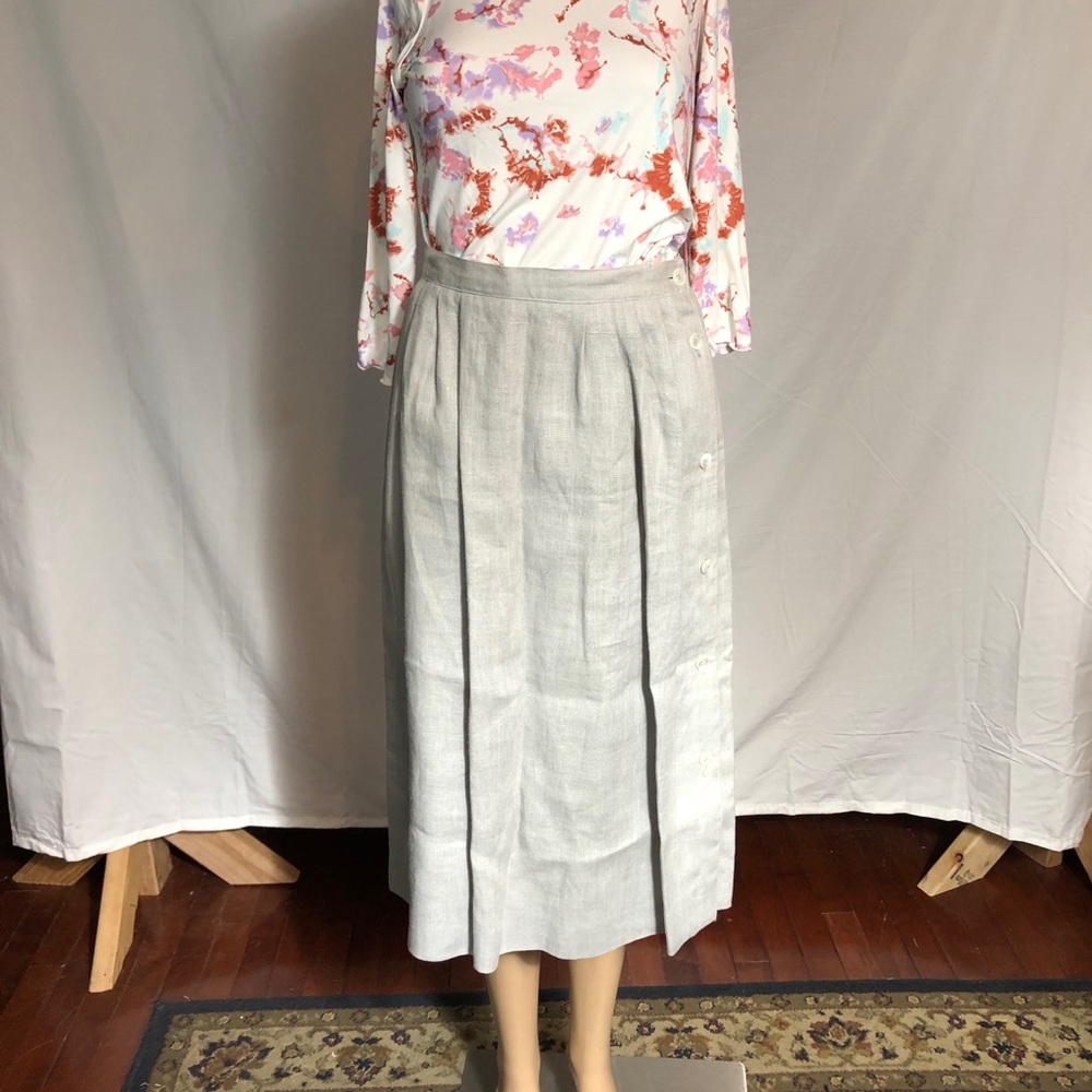 Vintage Jones New York Linen Skirt size 6 gray pockets long